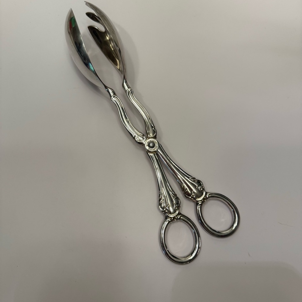 Vintage Sheffield Ornate Salad Tongs Silverplated
